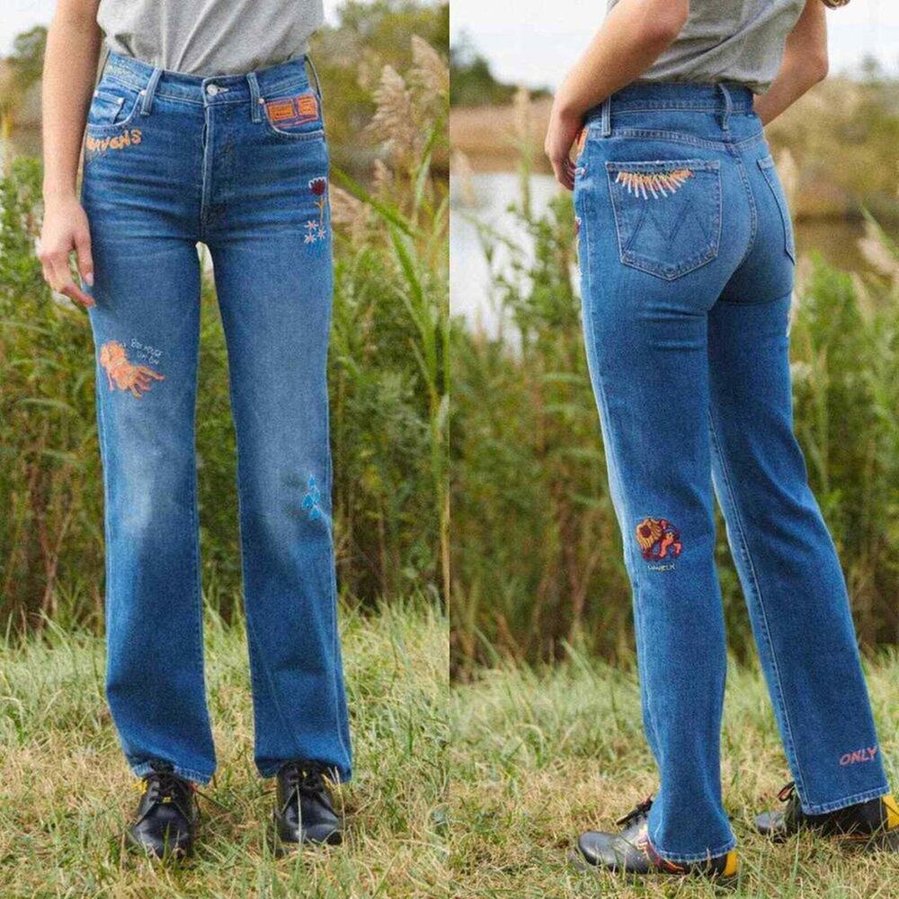 MOTHER Denim The Rambler Sneak High Waist Straight Leg Jean